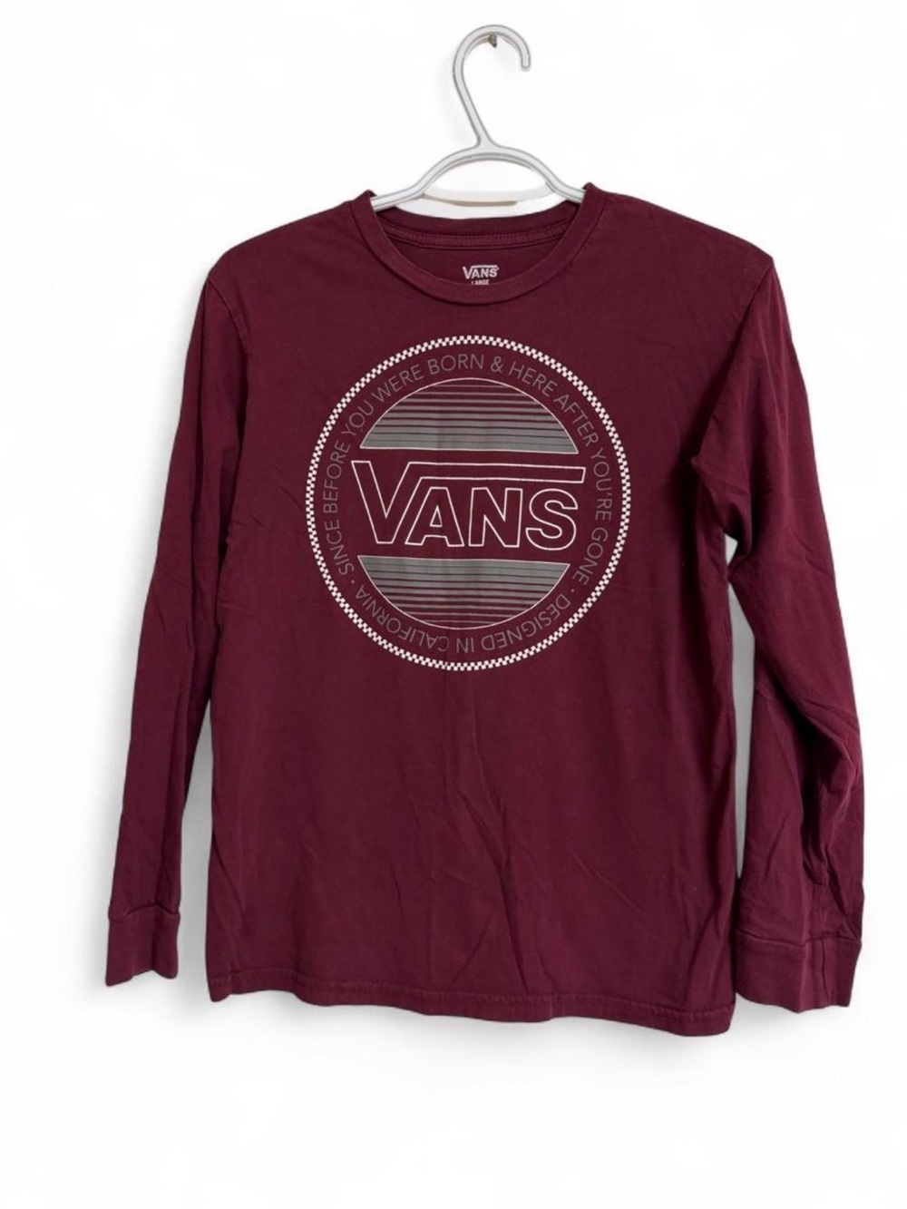 Vans Maroon Long Sleeve Tee with Circular Logo